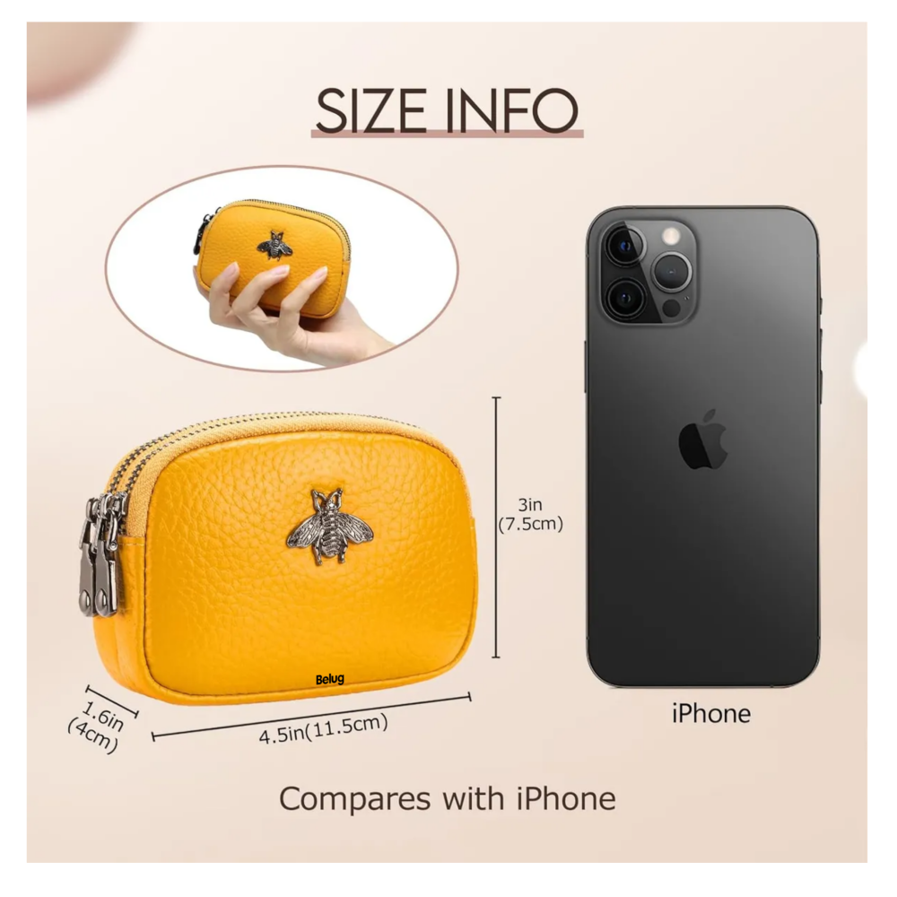 Foto 4 pulgar | Monedero Belug  Mujeres Tarjetas Cartera Cuero 2 Bolsillo Billetera Amarillo