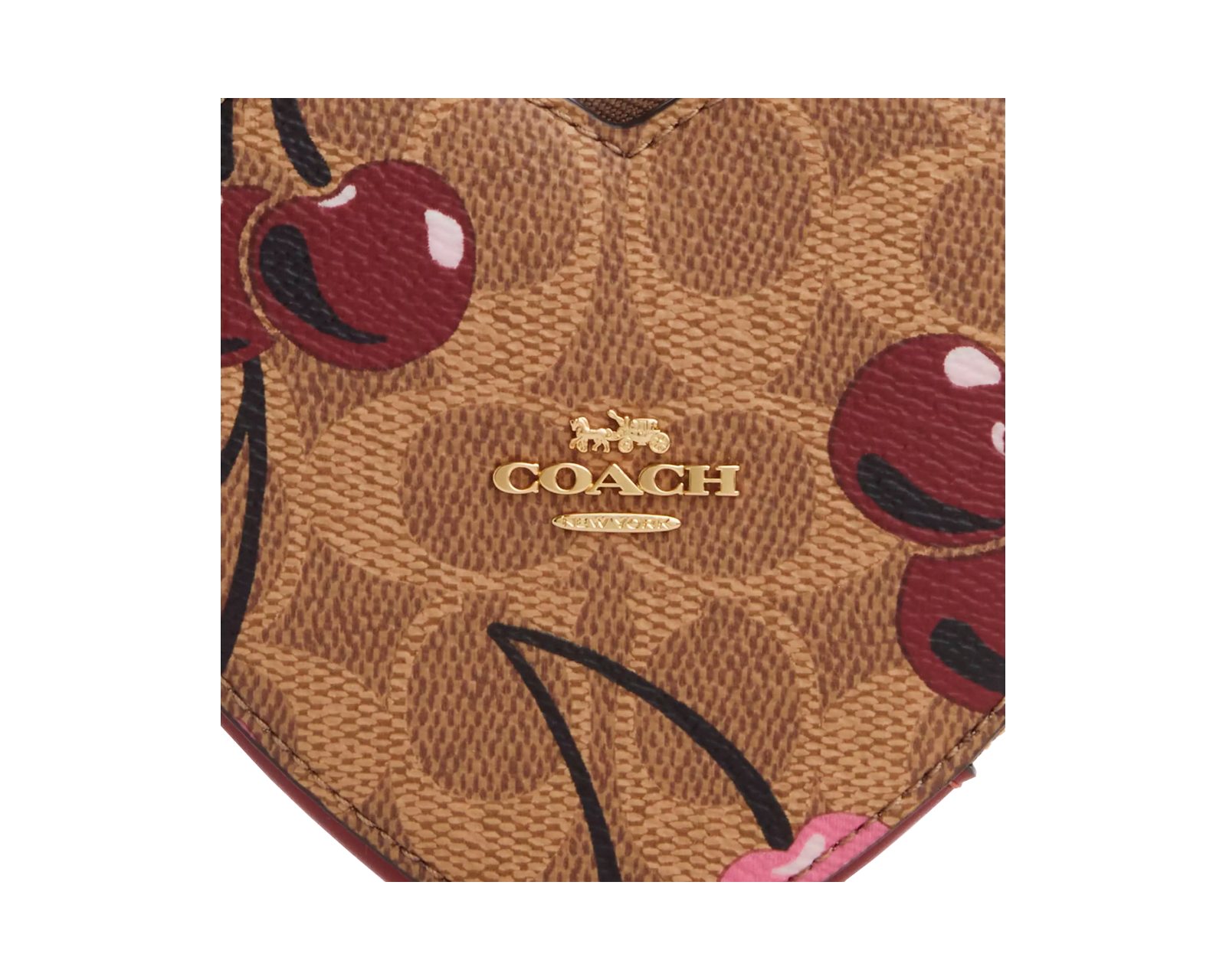 Foto 4 pulgar | Monedero Coach Heart Coin Case Signature Canvas With Cherry Print Tan Multi Cz476 Color Café