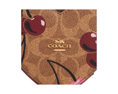 Foto 3 | Monedero Coach Heart Coin Case Signature Canvas With Cherry Print Tan Multi Cz476 Color Café