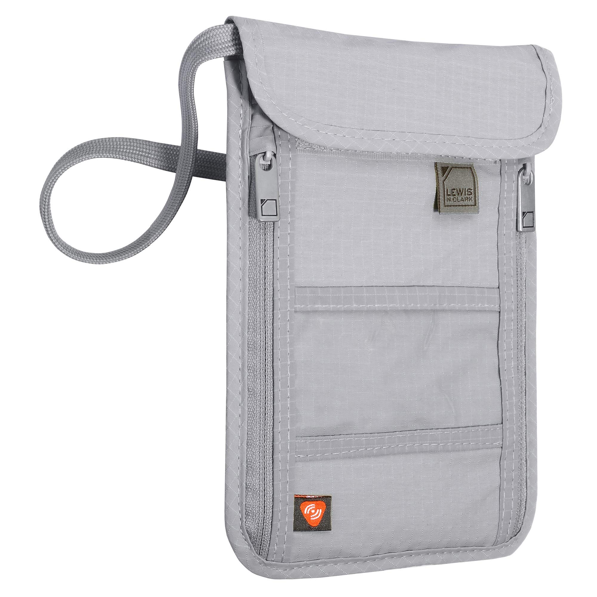 Cartera Con Cuello Lewis N. Clark Con Bloqueo Rfid, Gris - Venta Internacional.