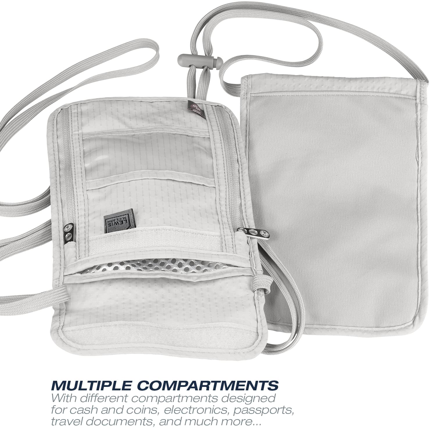 Foto 5 | Cartera Con Cuello Lewis N. Clark Con Bloqueo Rfid, Gris - Venta Internacional.