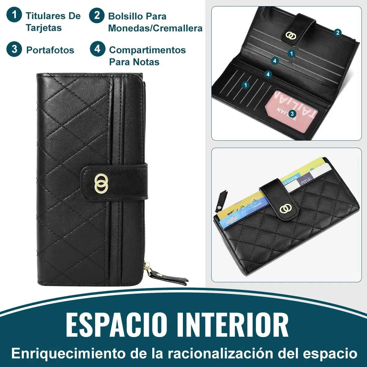 Foto 3 | Cartera Negra para Mujer Lab.G