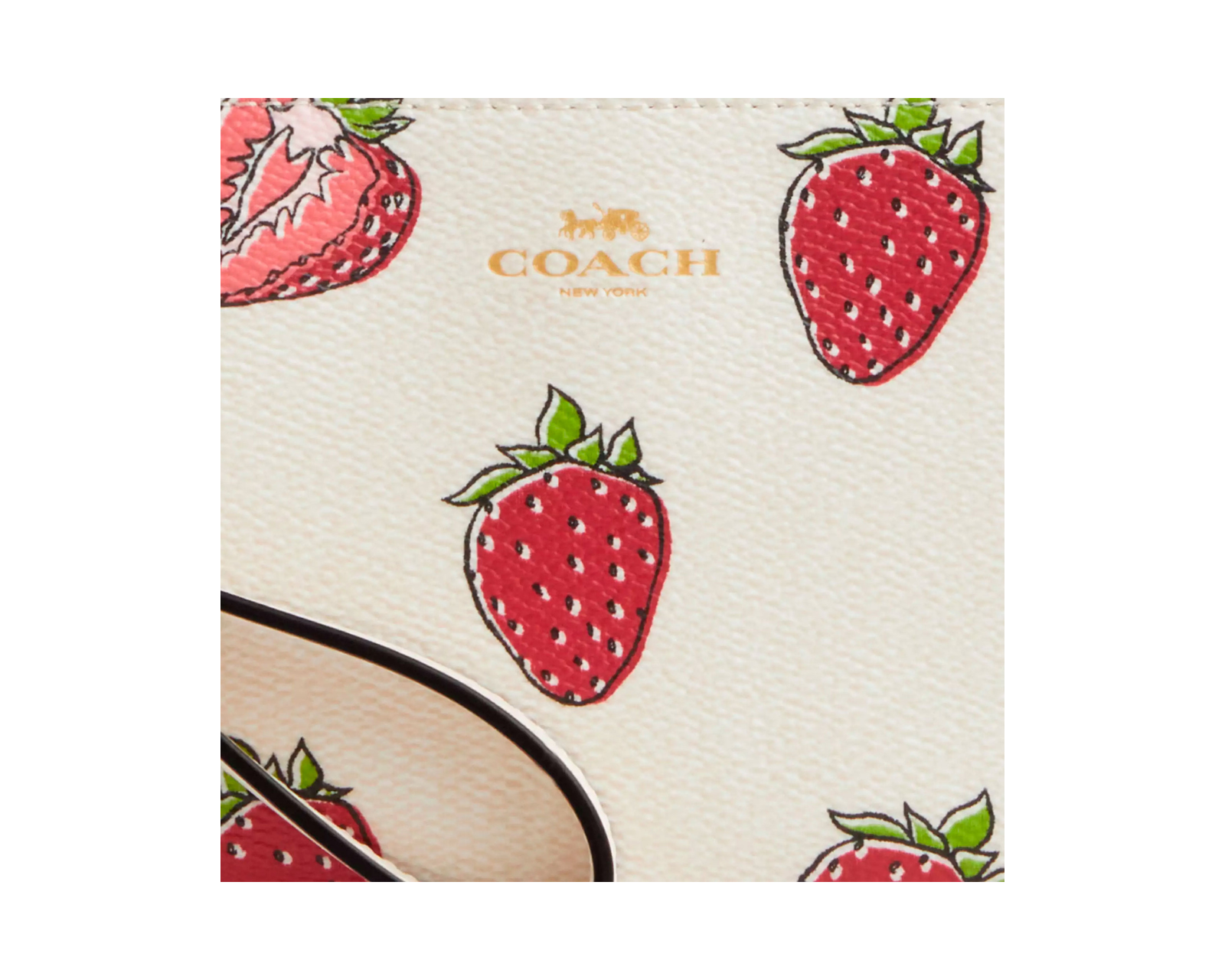 Foto 4 pulgar | Cartera Coach Corner Zip Wristlet Estampado De Fresas Cbb81 Color Blanco