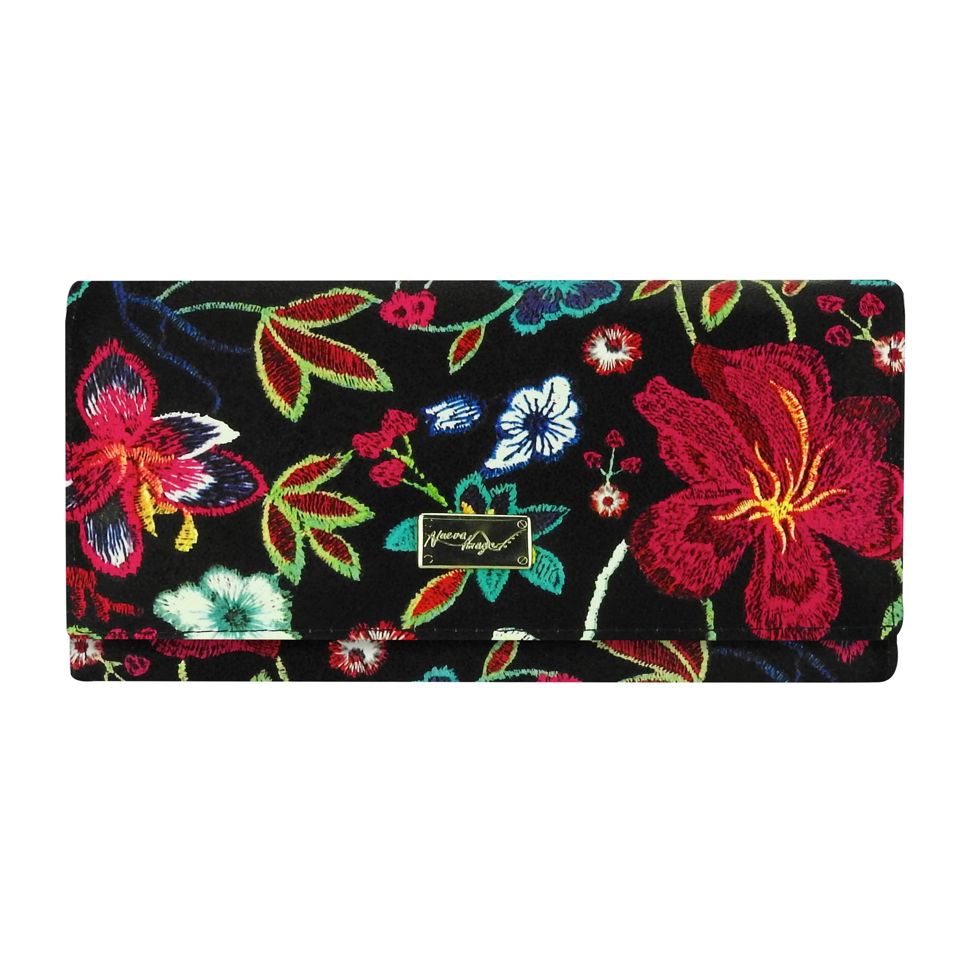 Cartera para Dama Nueva Imagen color Negro Flores Sintético Est.2