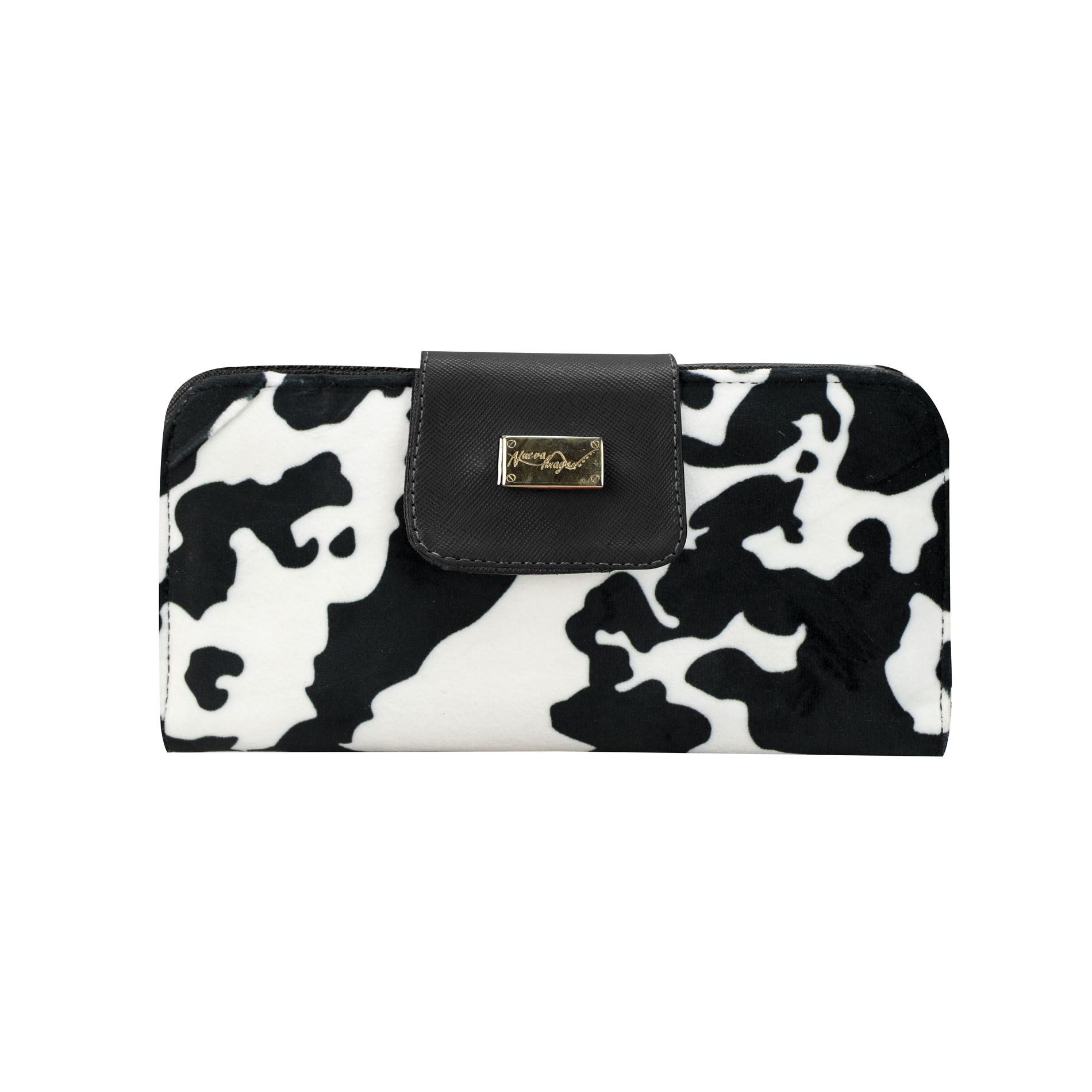 Cartera para Dama Nueva Imagen color Negro Vaca Textil Est.10