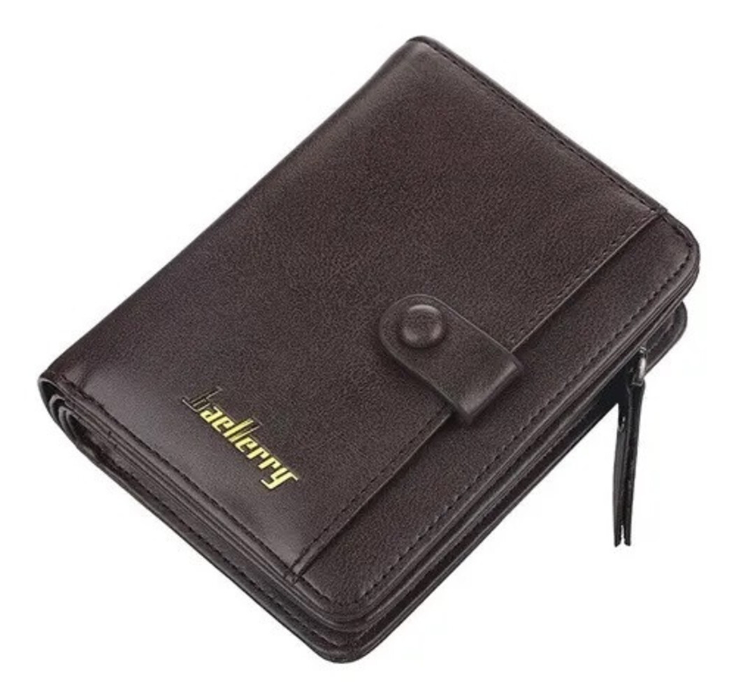 Cartera Pequeña de Cuero con Clip y Cremallera Malubero color Café