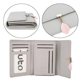 Foto 2 | Cartera Mediana de Cuero Sintético Malubero con Detalle de Hoja Gris