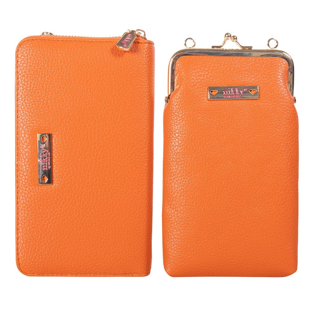 Foto 3 pulgar | Cartera Nikky By Nicole Lee color Anaranjado con Broche
