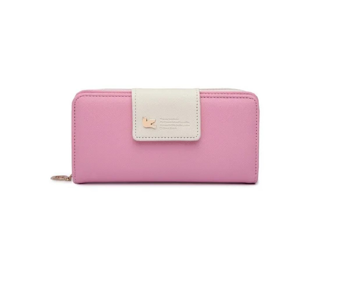 Cartera de Cuero Sintética para Dama color Rosa