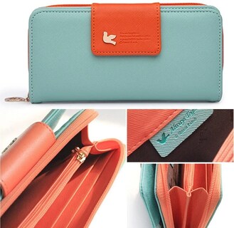 Foto 2 | Cartera de Cuero Sintética Malubero color Verde/Anaranjado