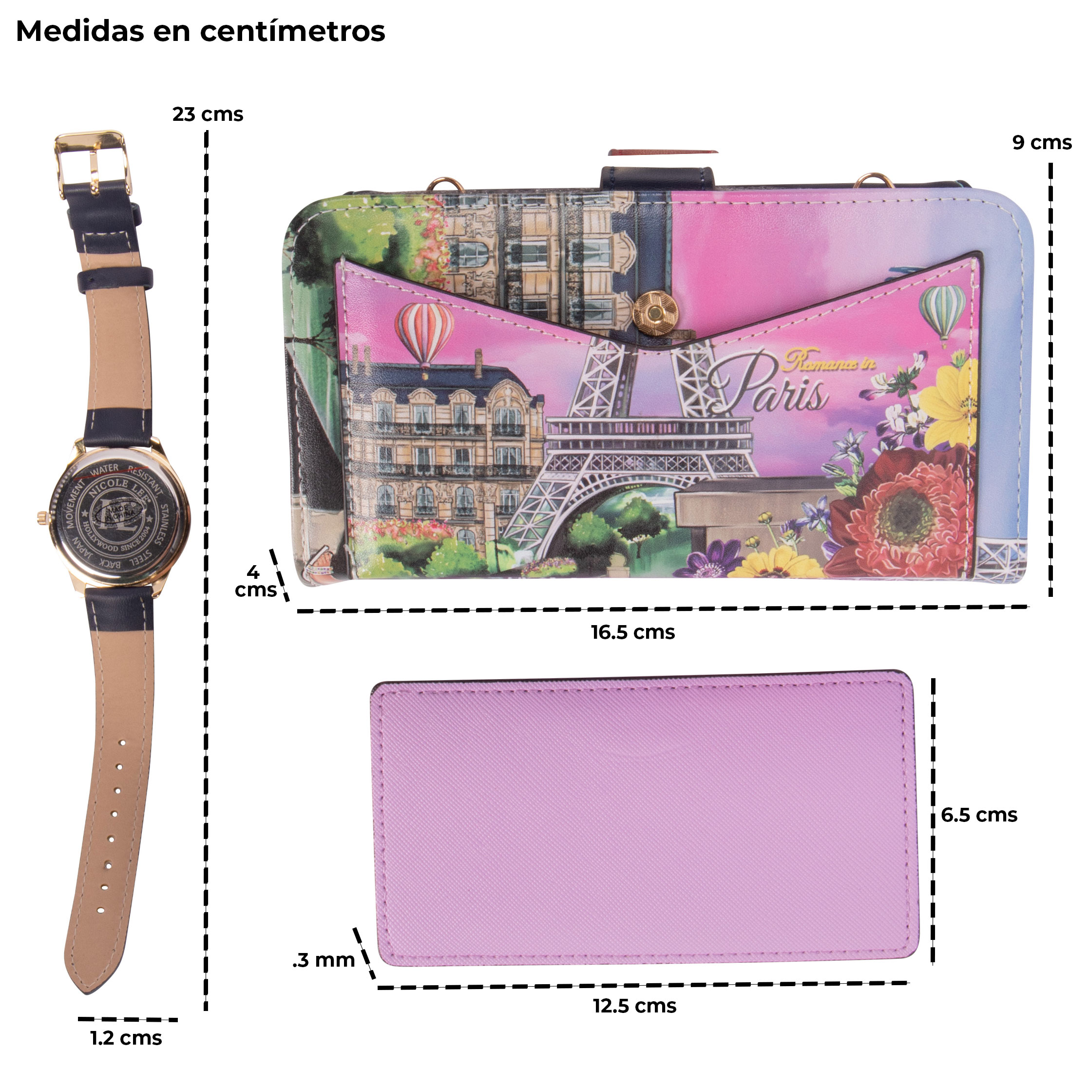 Foto 4 pulgar | Portacelular con Reloj Nicole Lee 2 Piezas para Mujer