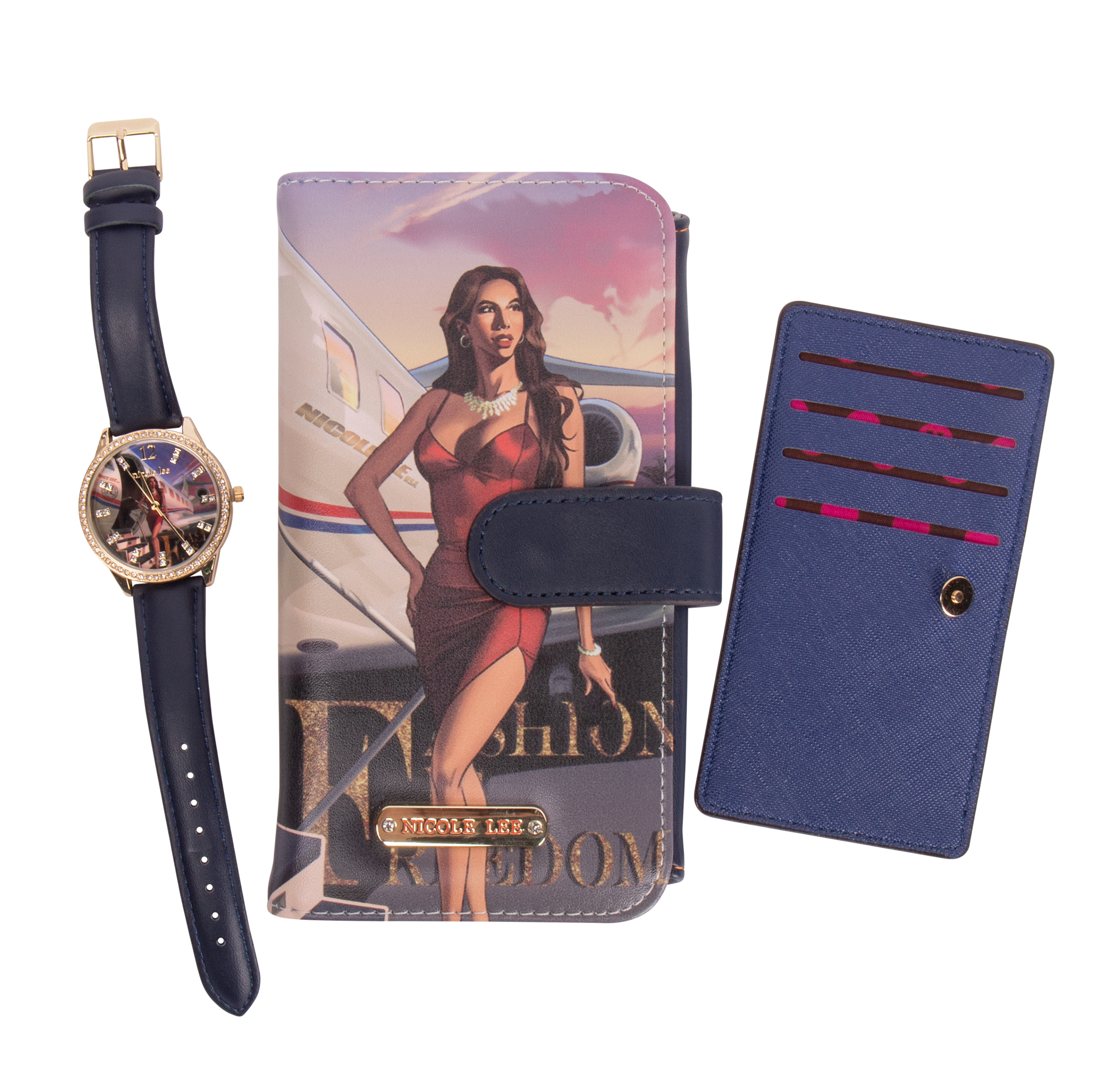 Portacelular con Reloj Nicole Lee 2 Piezas para Mujer