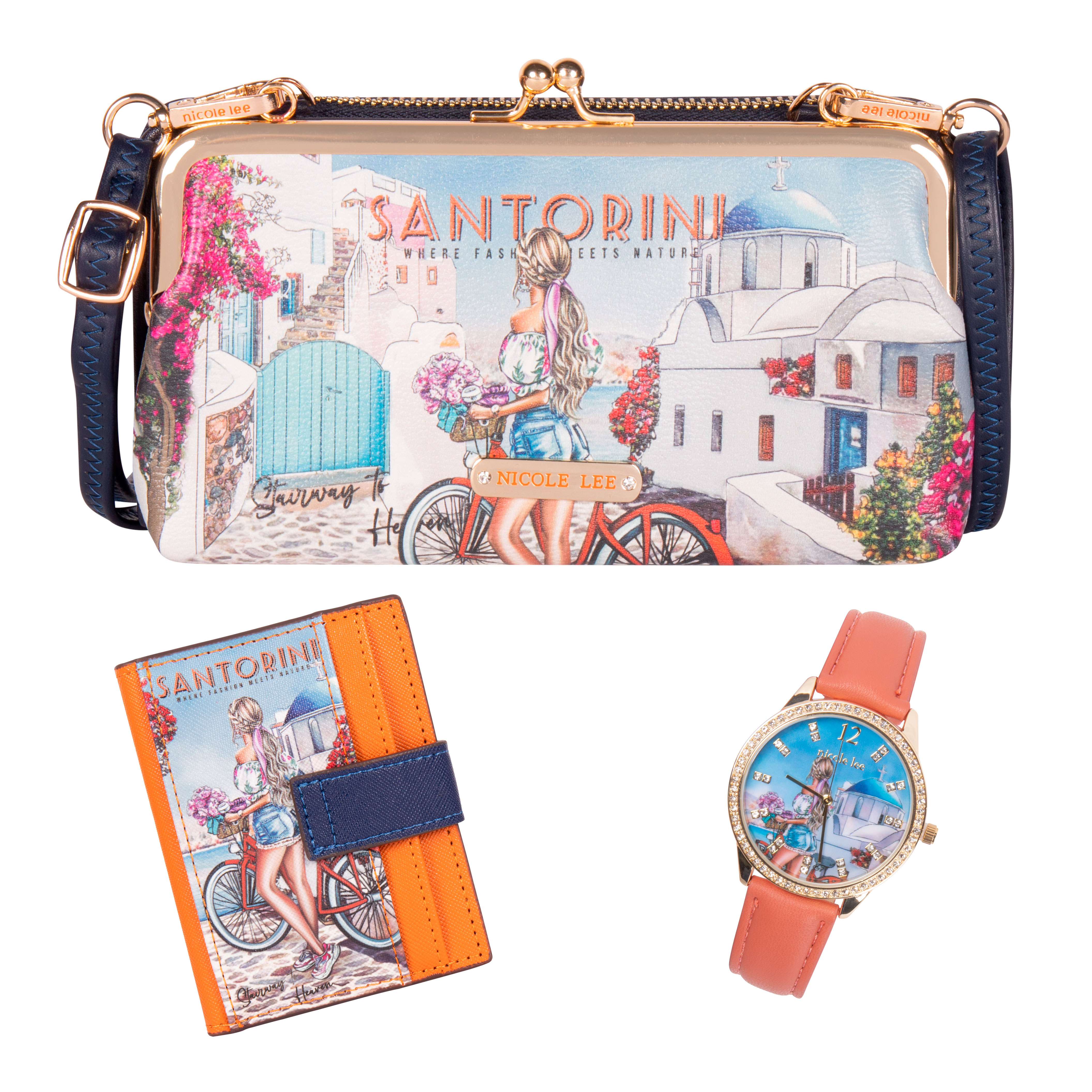 Foto 1 | Set Nicole Lee Cartera Tarjetero y Reloj Stairway To Heaven Multicolor