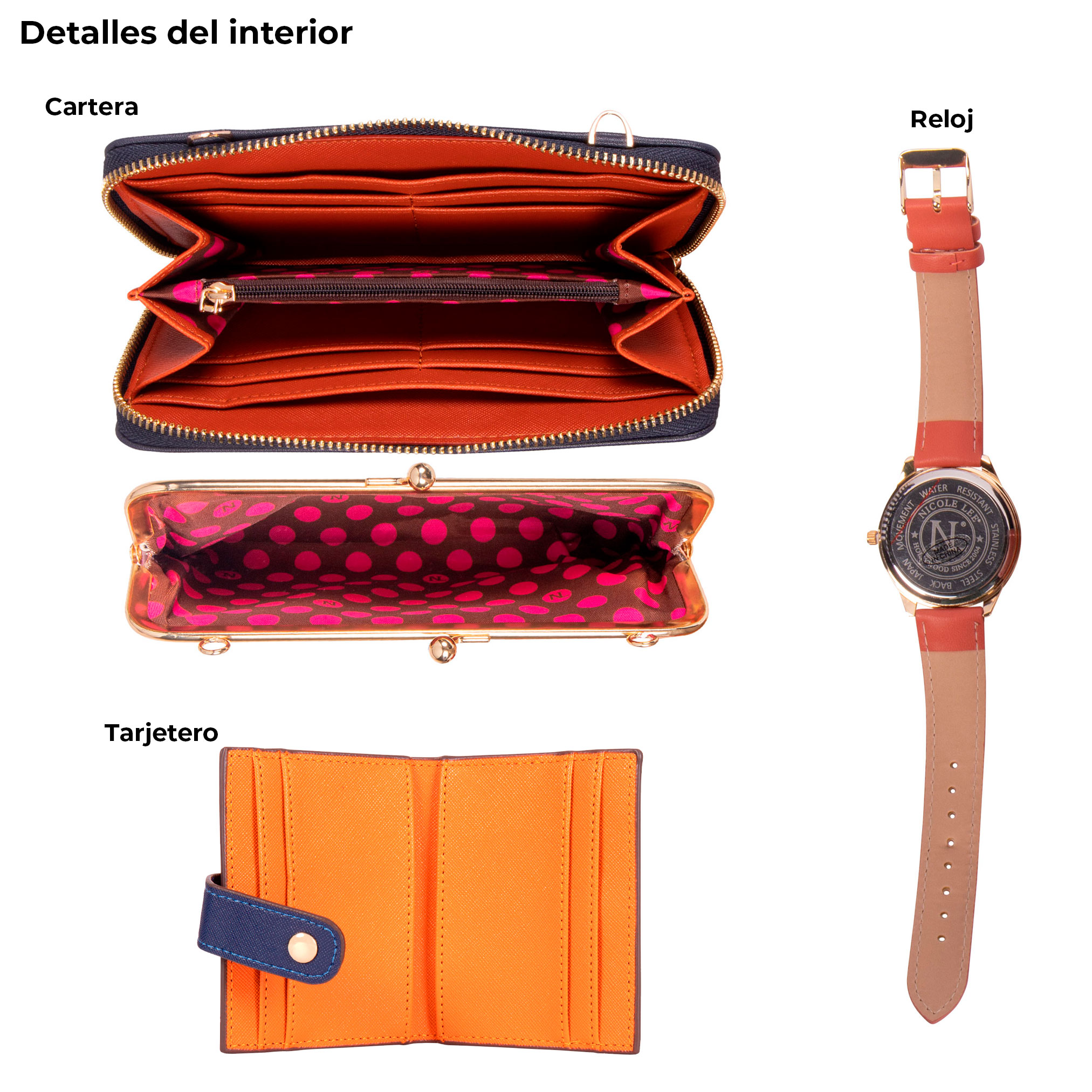 Foto 3 pulgar | Set Nicole Lee Cartera Tarjetero y Reloj Stairway To Heaven Multicolor