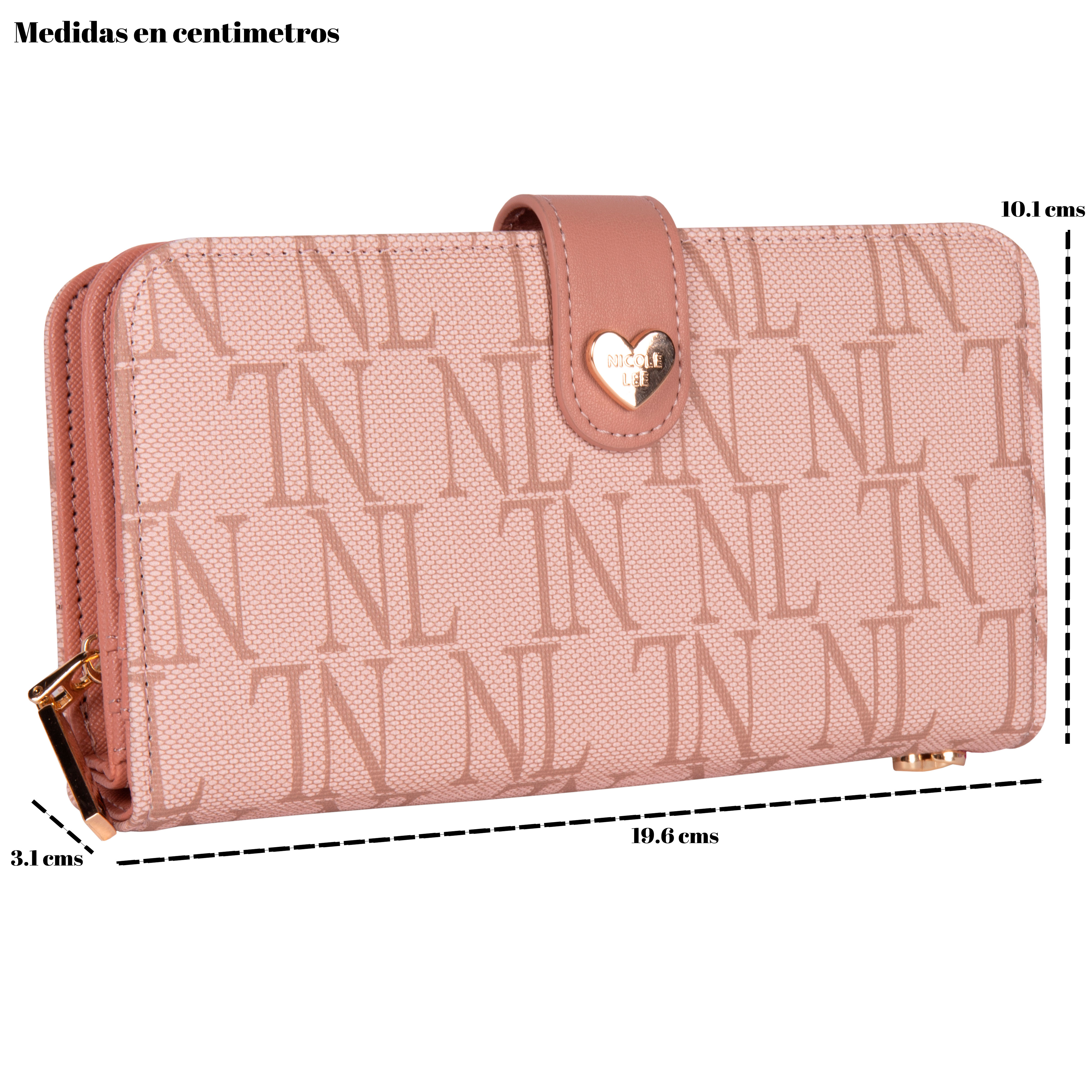 Foto 4 pulgar | Cartera Nicole Lee Monograma con Correa y Aro Nude Beige