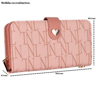 Foto 3 | Cartera Nicole Lee Monograma con Correa y Aro Nude Beige