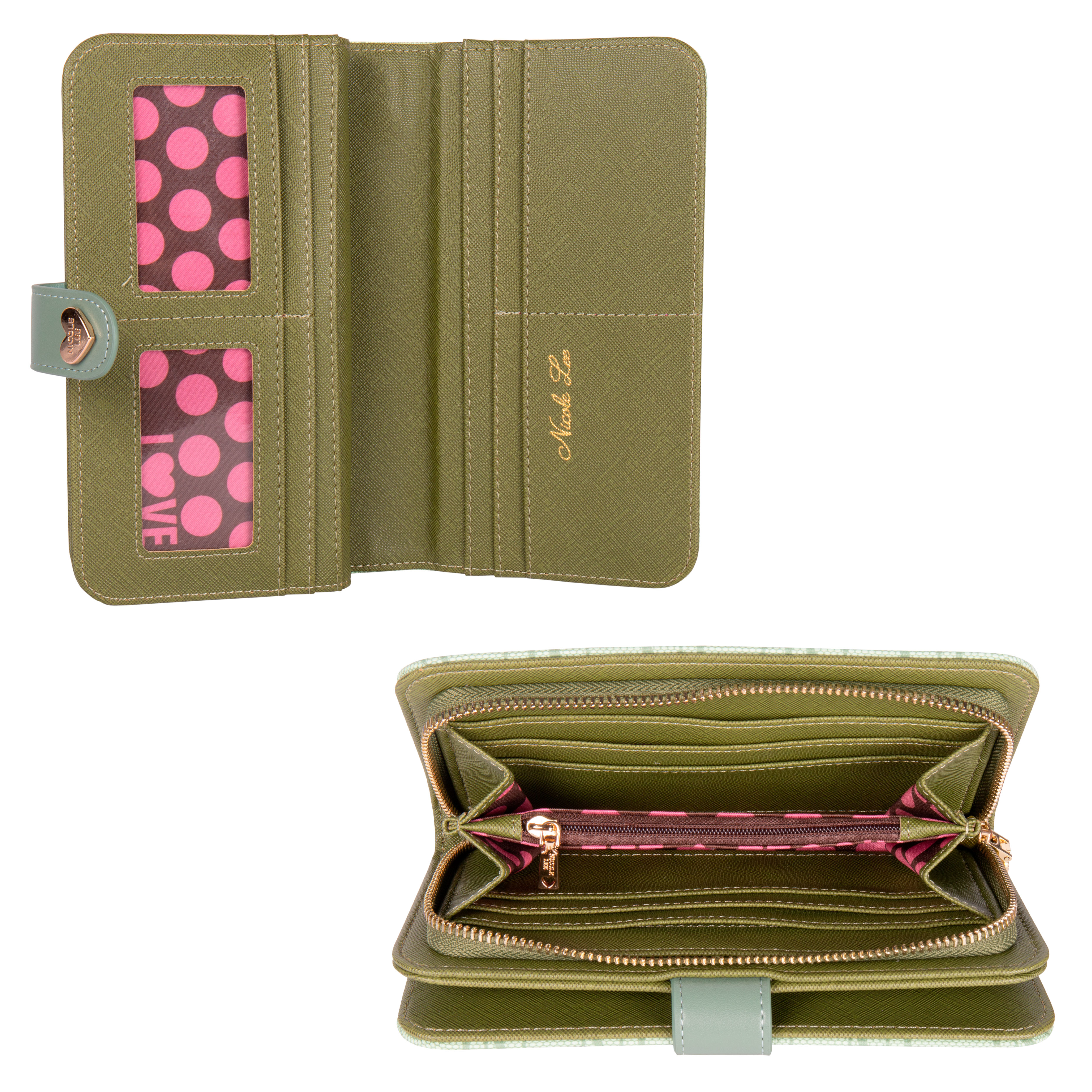 Foto 2 | Cartera Nicole Lee Monograma con Correa y Aro Sage Verde