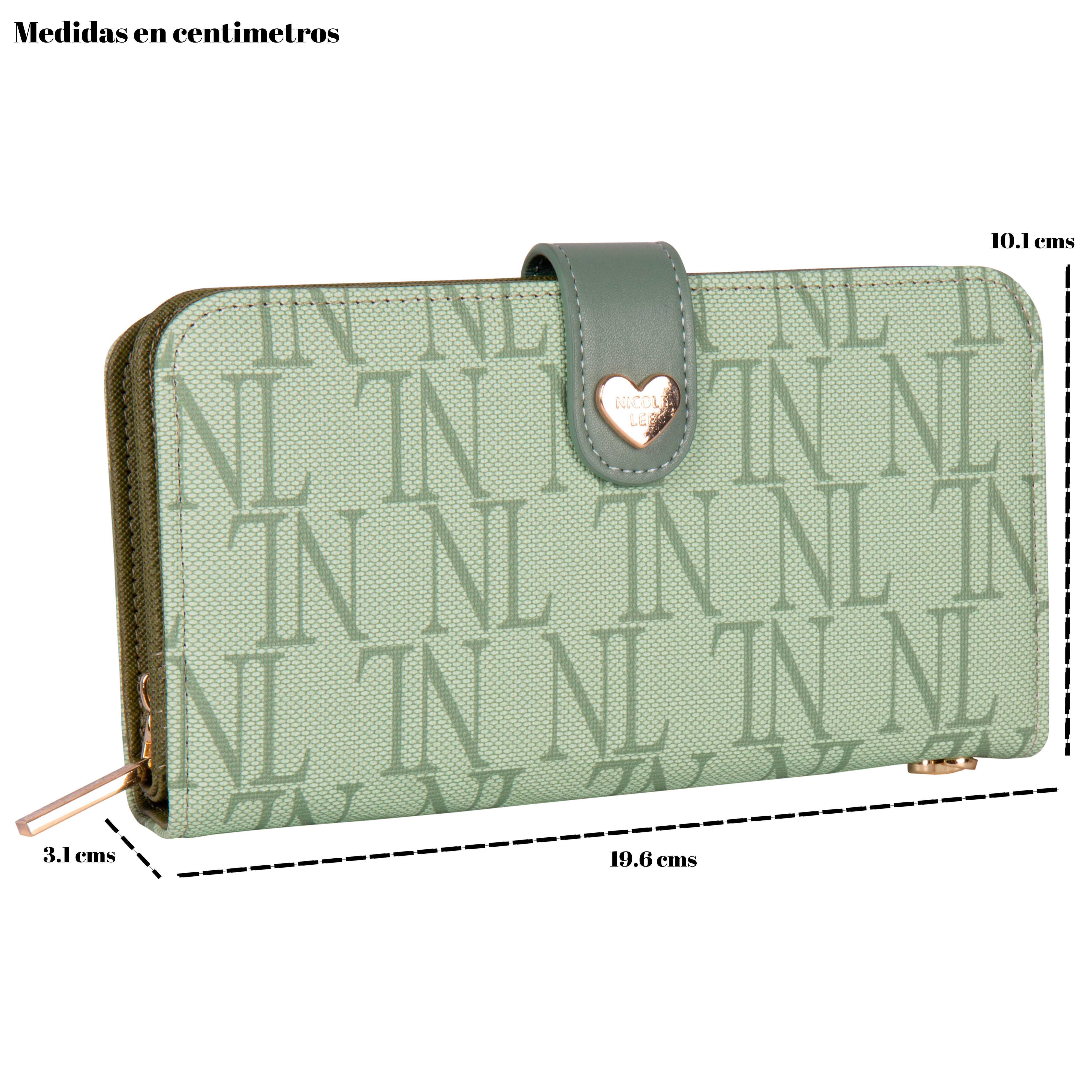 Foto 4 pulgar | Cartera Nicole Lee Monograma con Correa y Aro Sage Verde
