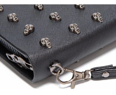 Foto 2 | Cartera Vintage para Mujer con Cremallera y Tachuelas color Negro