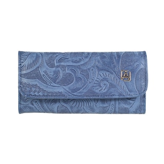 Foto 1 | Cartera A Ángelozano 101 color Azul de Piel Grabada para Mujer