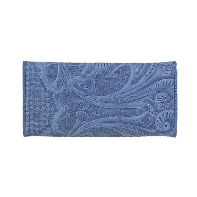 Foto 2 | Cartera A Ángelozano 101 color Azul de Piel Grabada para Mujer