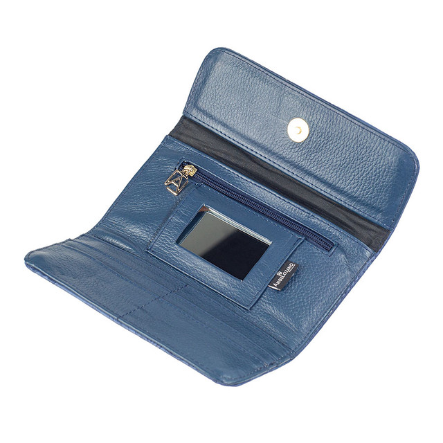 Foto 3 | Cartera A Ángelozano 101 color Azul de Piel Grabada para Mujer