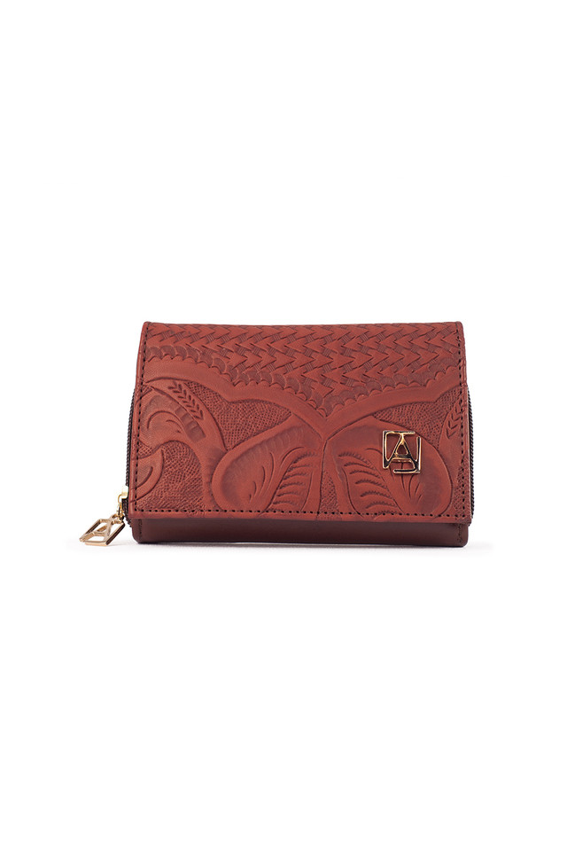 Foto 2 pulgar | Cartera A Ángelozano Kate color Marrón de Piel Grabada para Mujer