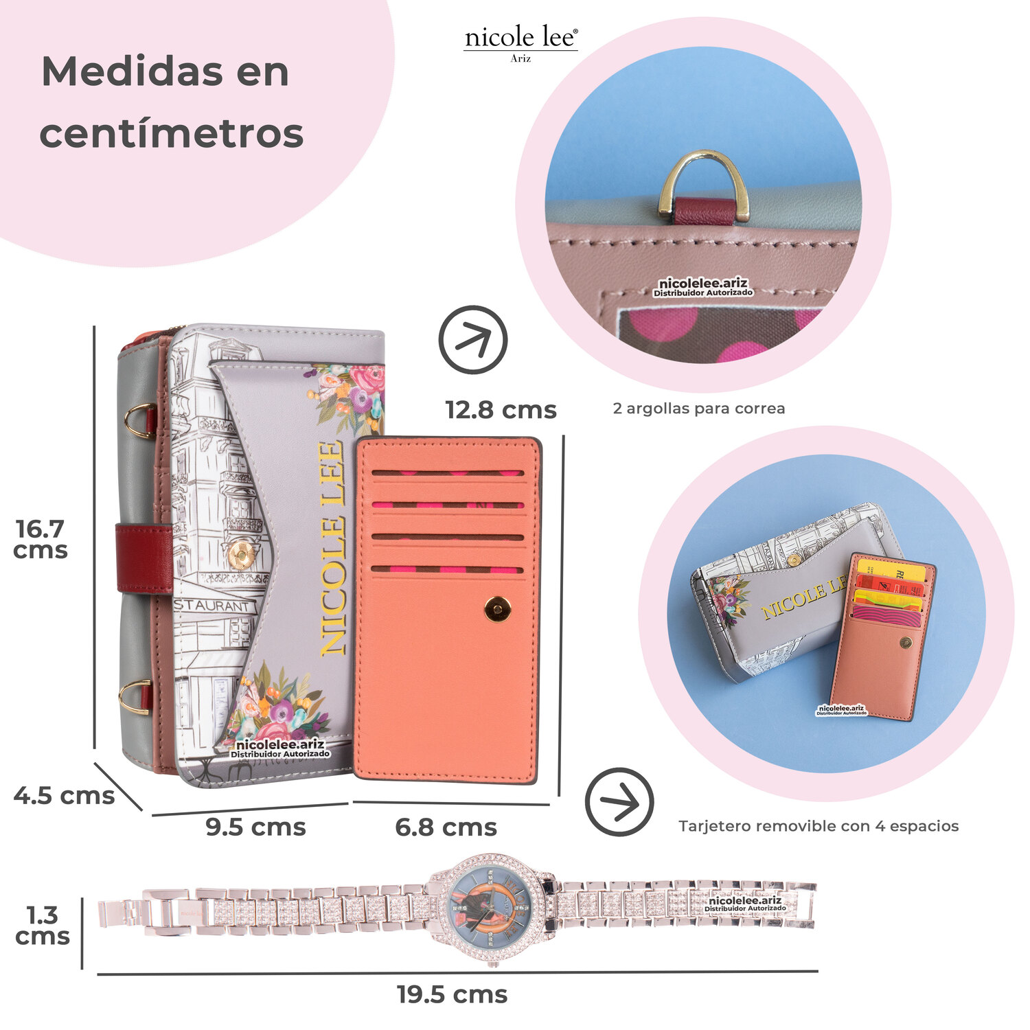 Foto 5 | Porta Celular y Reloj Nicole Lee 2 Piezas