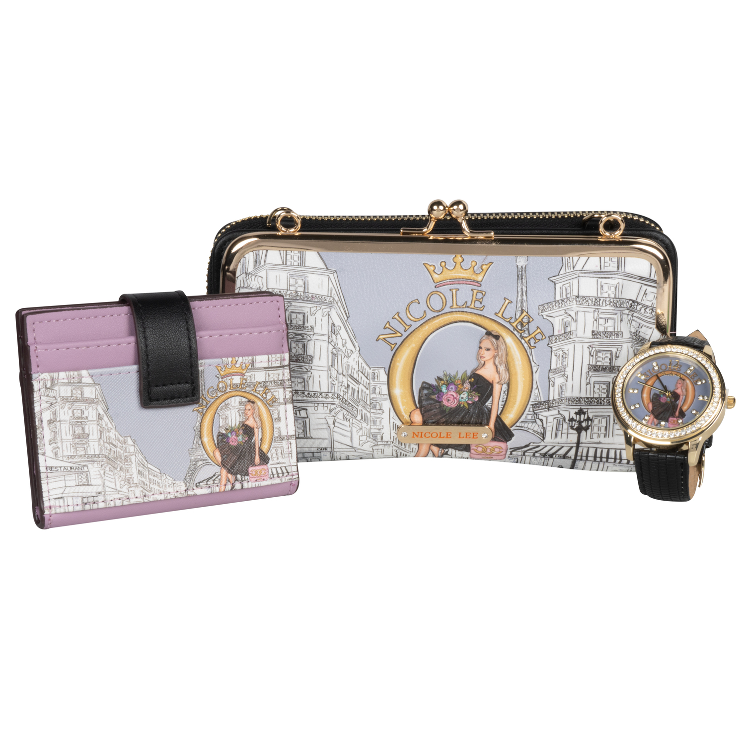 Cartera Tarjetero y Reloj Nicole Lee Azura Dreaming The City