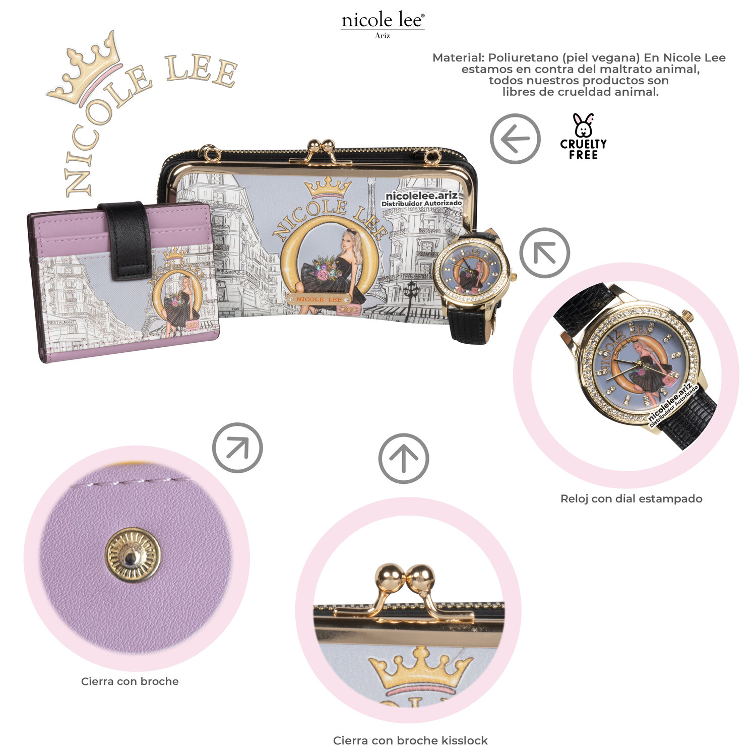 Foto 2 | Cartera Tarjetero y Reloj Nicole Lee Azura Dreaming The City