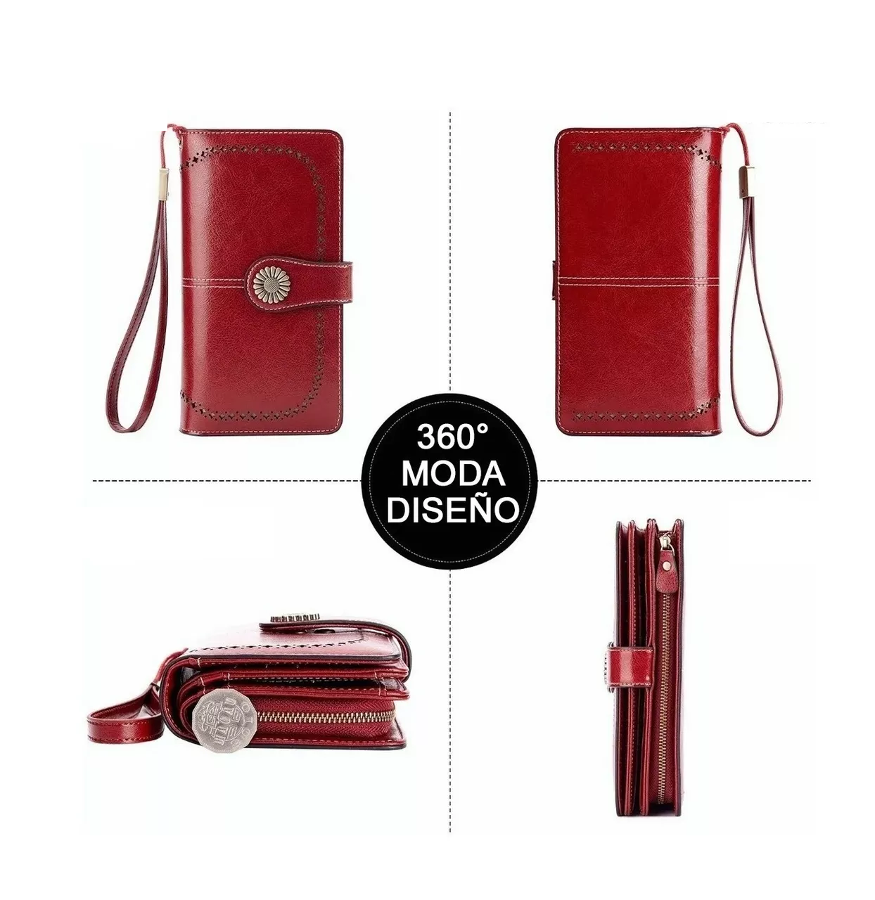 Foto 3 pulgar | Cartera Billetera BELUG Antirrobo Gran Capacidad Rojo para Mujer