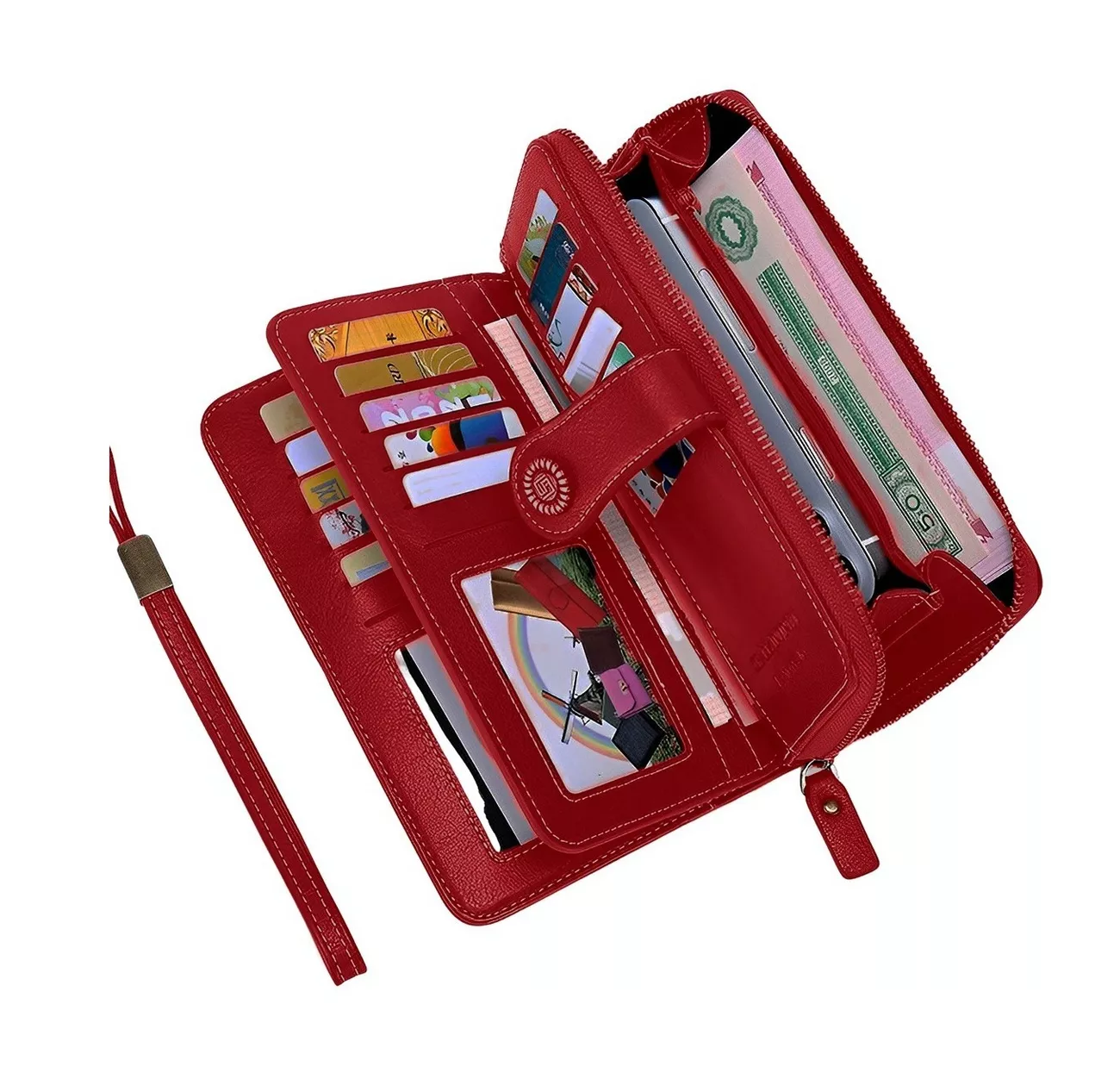 Foto 6 pulgar | Cartera Billetera BELUG Antirrobo Gran Capacidad Rojo para Mujer