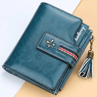 Foto 2 | Cartera Funbu tipo Piel Múltiples Ranuras Broche Monedero Pompón color Azul