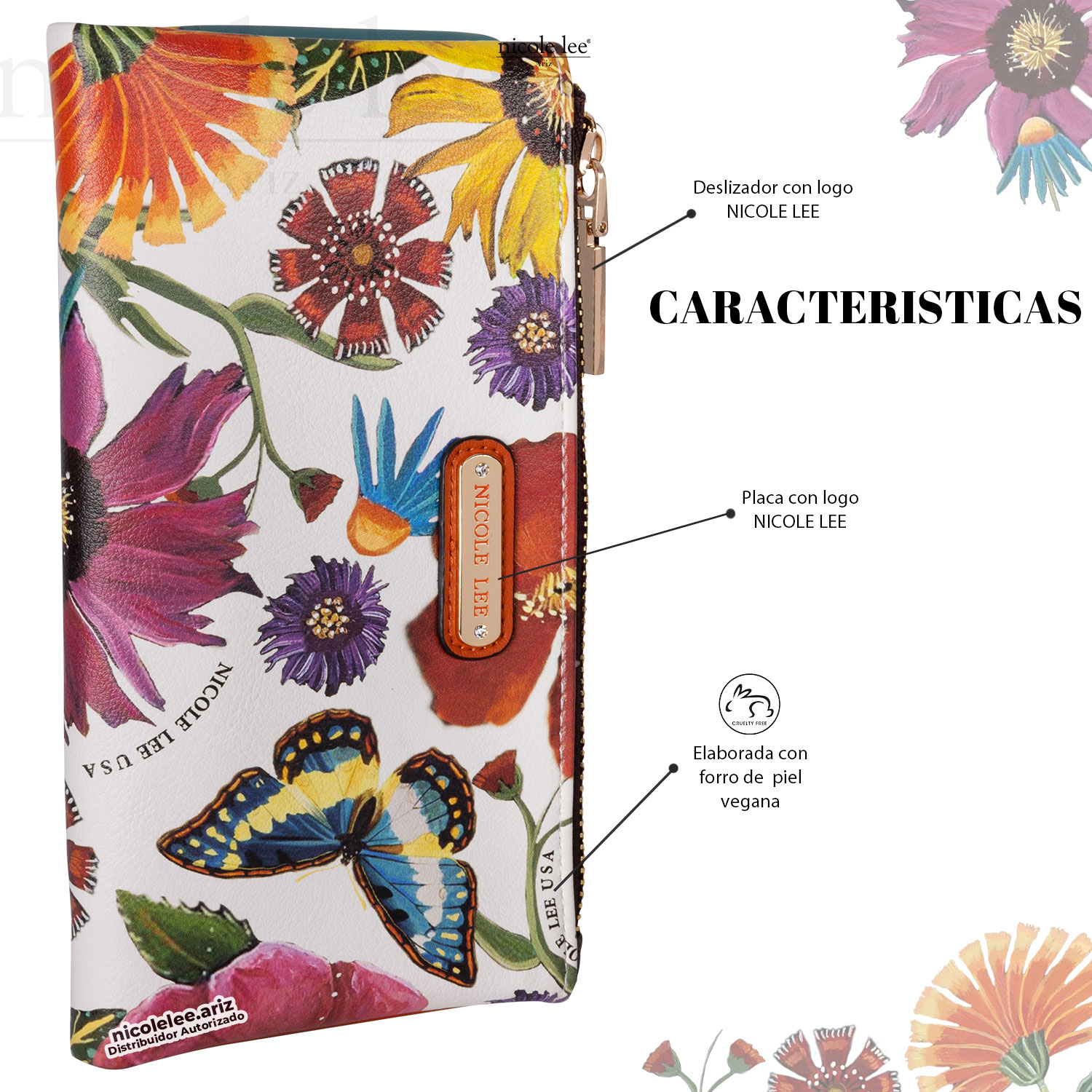 Foto 3 pulgar | Cartera Nicole Lee Amanda Multicolor Flexible Butter-flower White