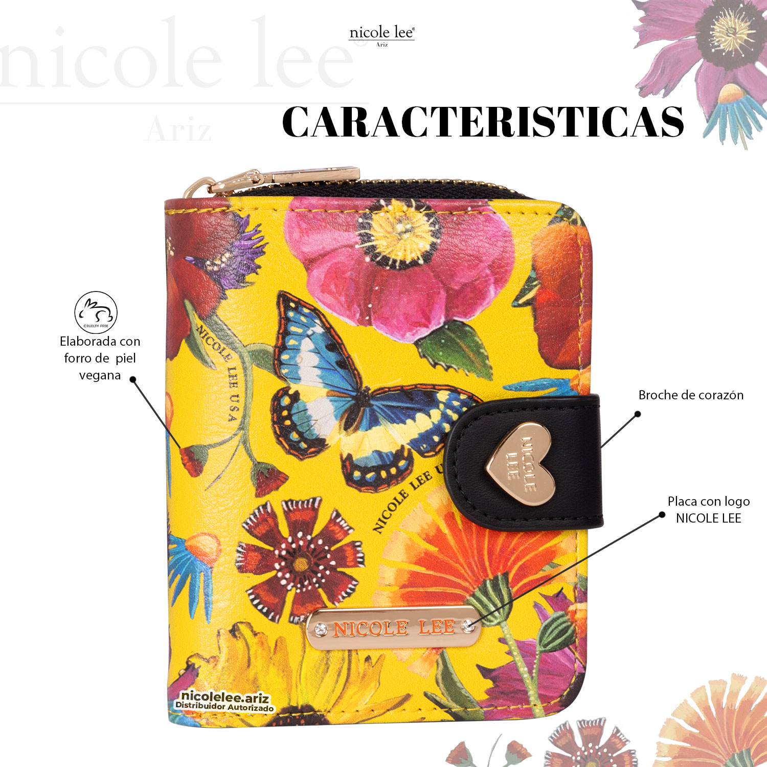 Foto 3 pulgar | Cartera Chica Nicole Lee con Tarjetero Butter-flower Mustard