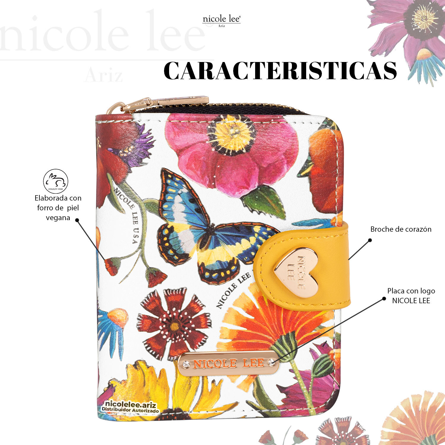 Foto 2 | Cartera Nicole Lee con Tarjetero Butter-flower Multicolor