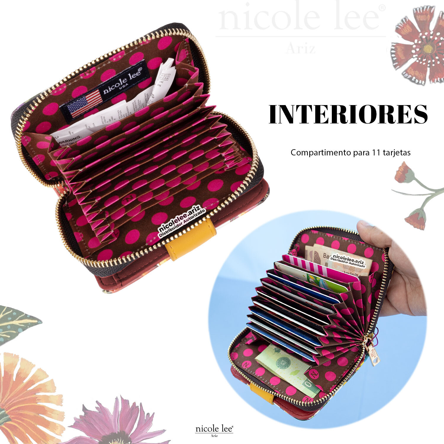 Foto 3 | Cartera Nicole Lee con Tarjetero Butter-flower Multicolor