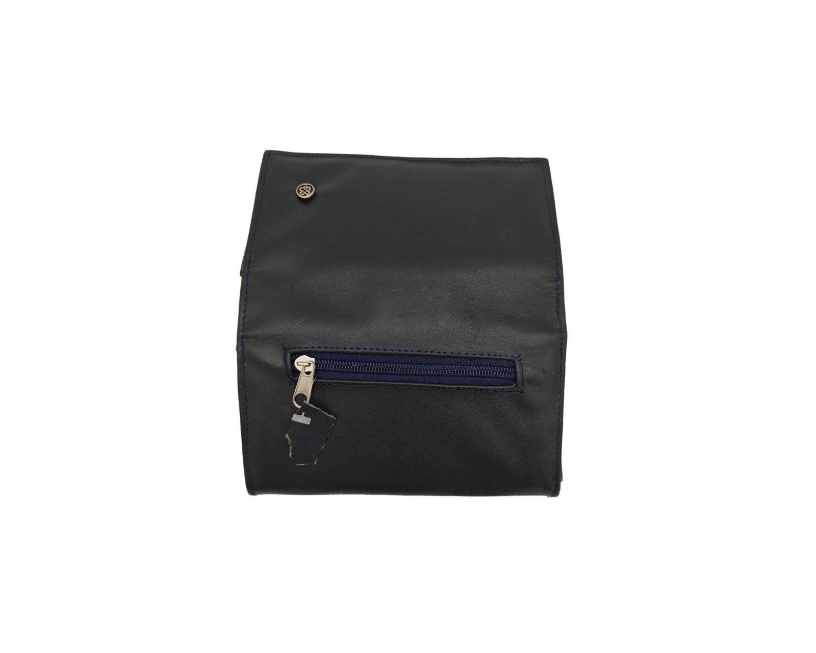 Foto 4 pulgar | Cartera En Piel Vacuno Fana Lisa Azul Marino