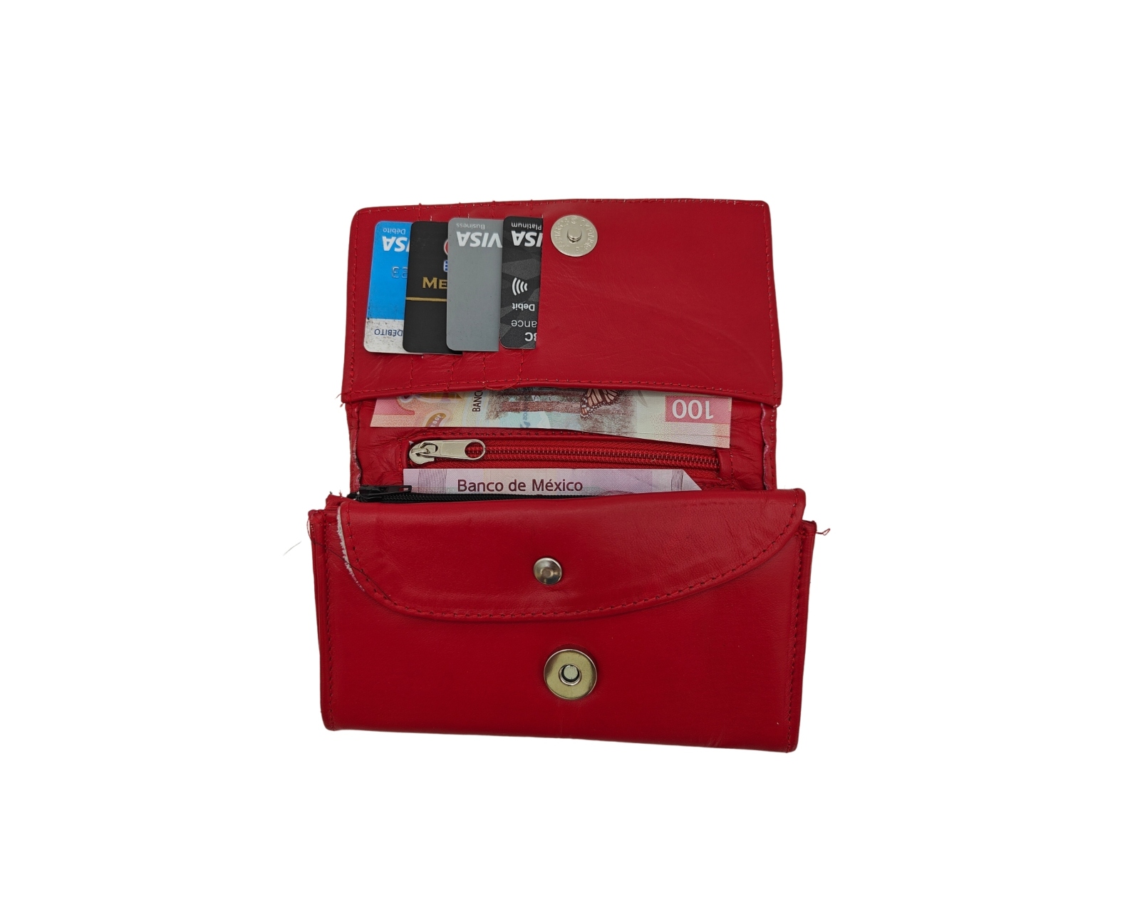 Foto 2 | Cartera En Piel Vacuno Fana Lisa Rojo