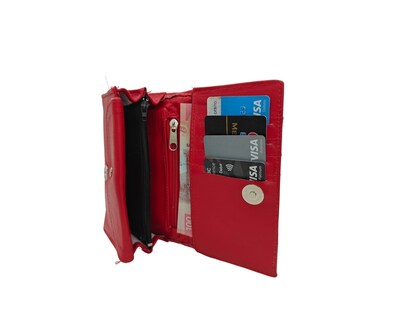 Foto 5 | Cartera En Piel Vacuno Fana Lisa Rojo