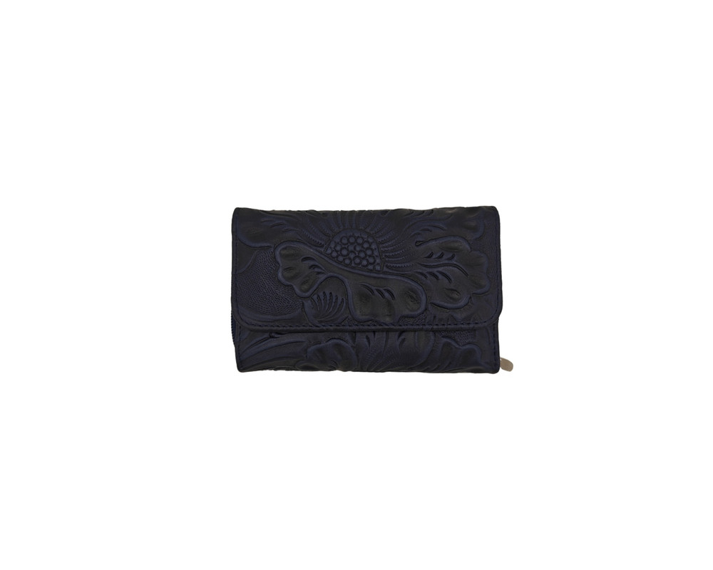 Cartera En Piel Vacuno Cincelada Fana Sofia Azul Marino