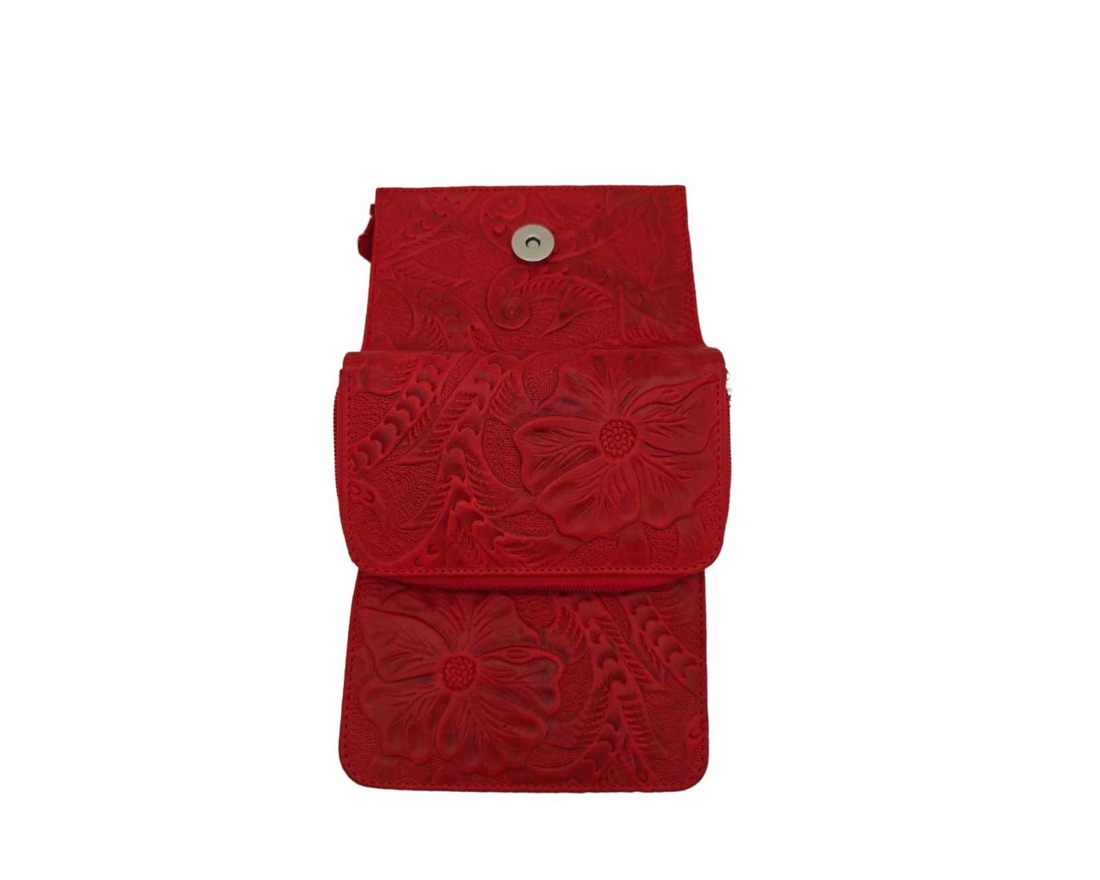 Foto 6 pulgar | Cartera En Piel Vacuno Cincelada Fana Sofia Rojo