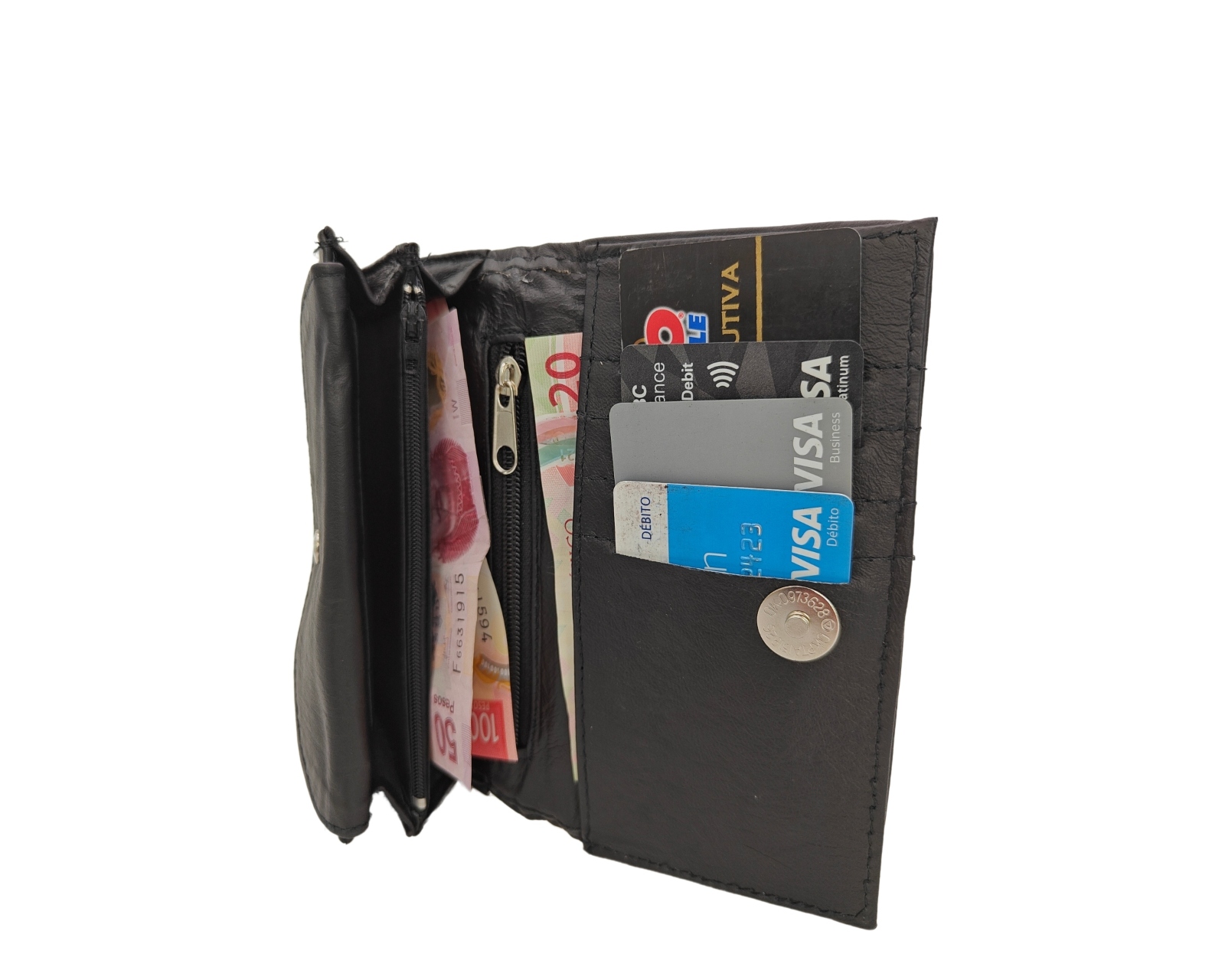 Foto 3 | Cartera En Piel Vacuno Fana Lisa Negro