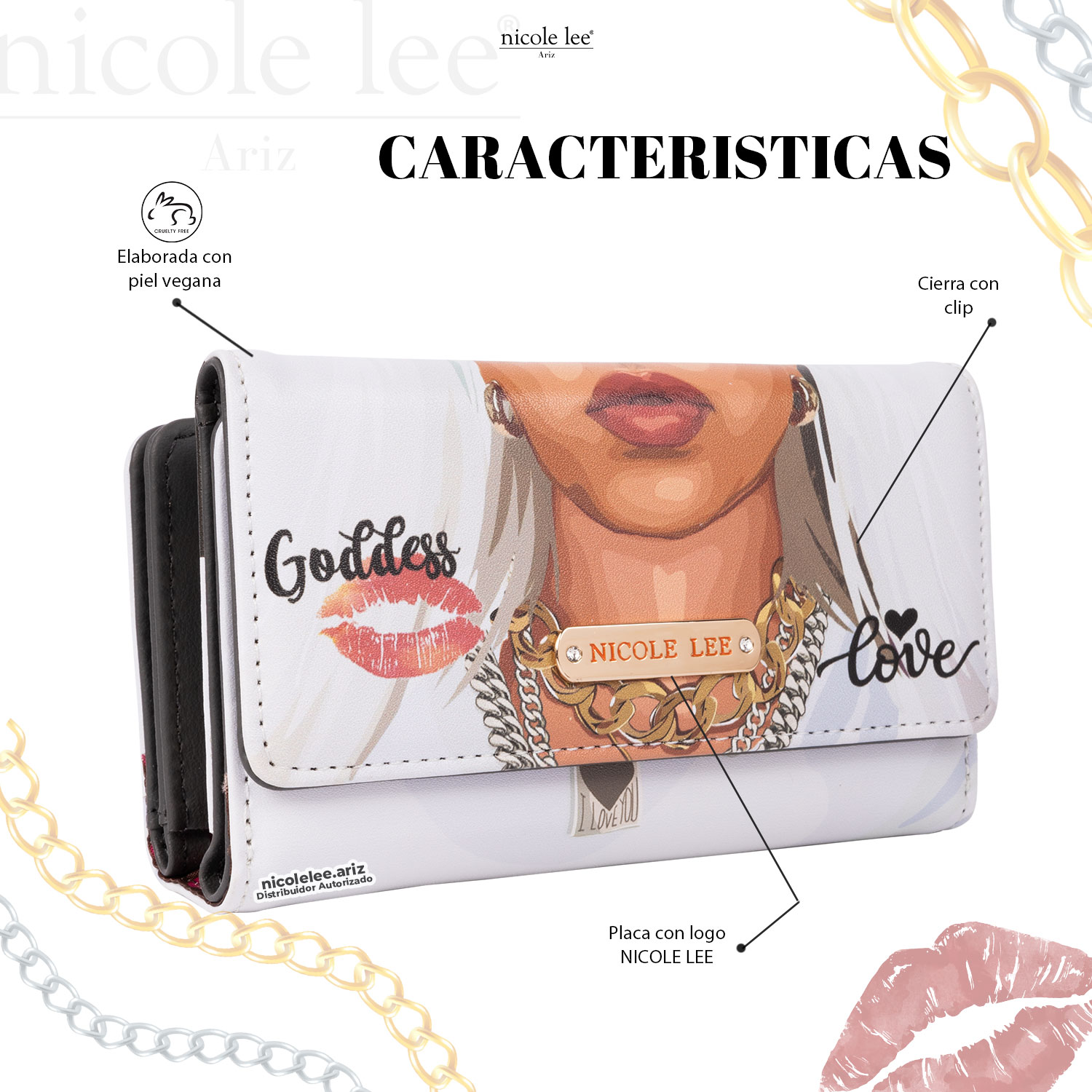 Foto 3 pulgar | Cartera Marca Nicole Lee Silvana Goddess Of Love
