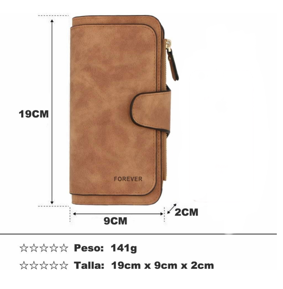 Foto 3 pulgar | Cartera amplia FUNBU unisex color cafe claro de piel
