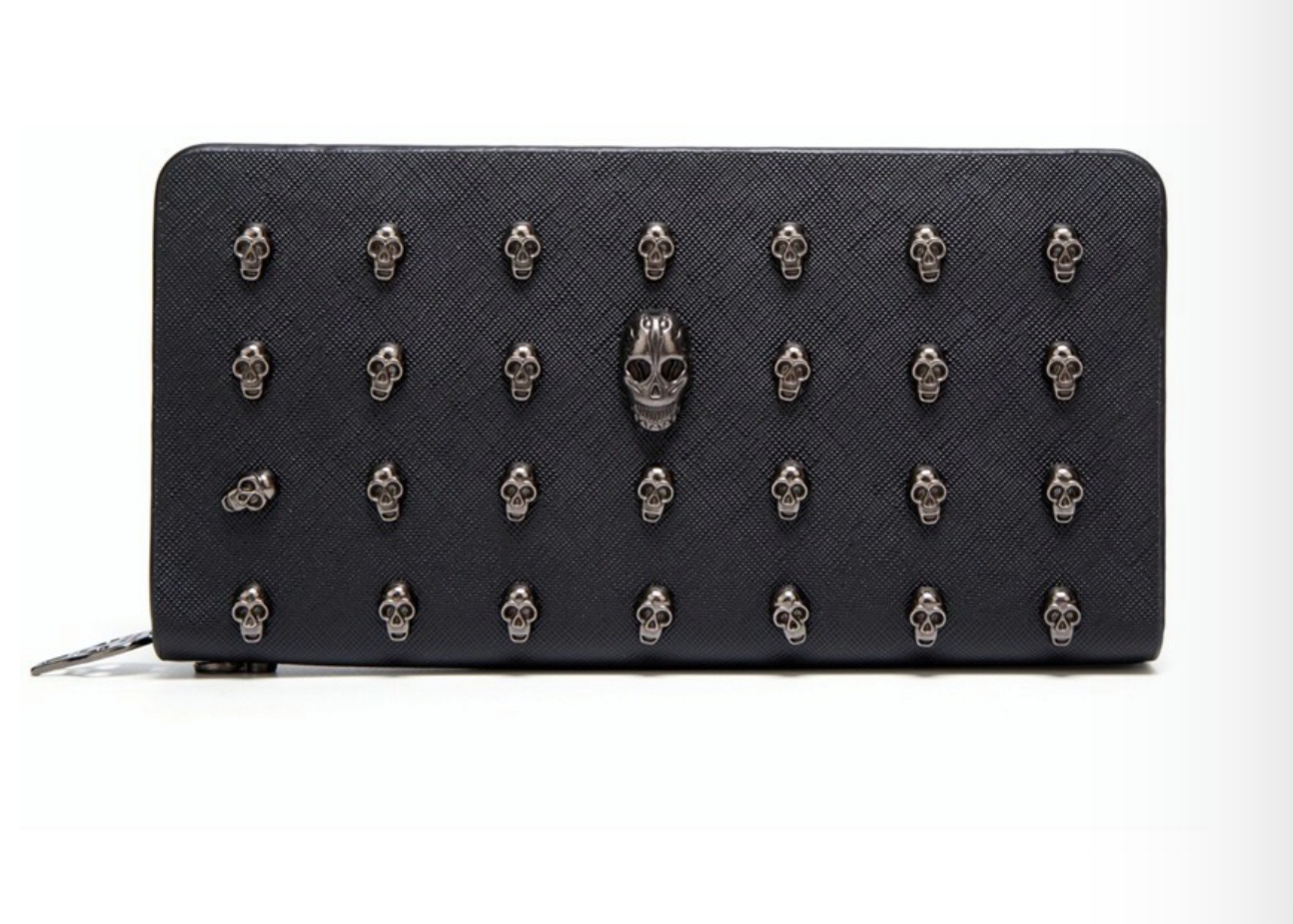 Foto 2 | Cartera Larga Funbu Diseño de Calavera con Cremallera de Cuero Pu Negro para Dama