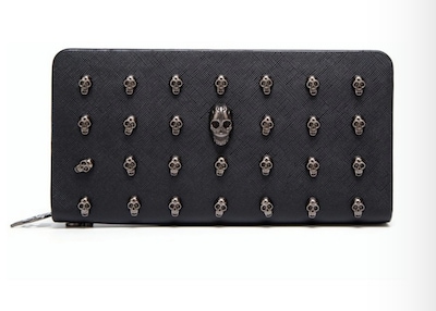 Foto 2 | Cartera Larga Funbu Diseño de Calavera con Cremallera de Cuero Pu Negro para Dama