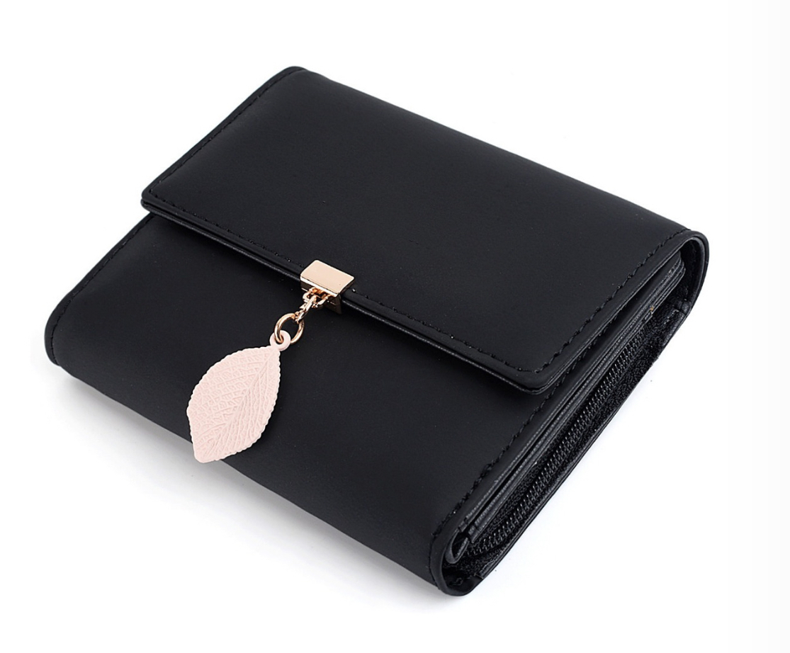 Foto 2 pulgar | Cartera para Dama con Adorno de Hoja Negro