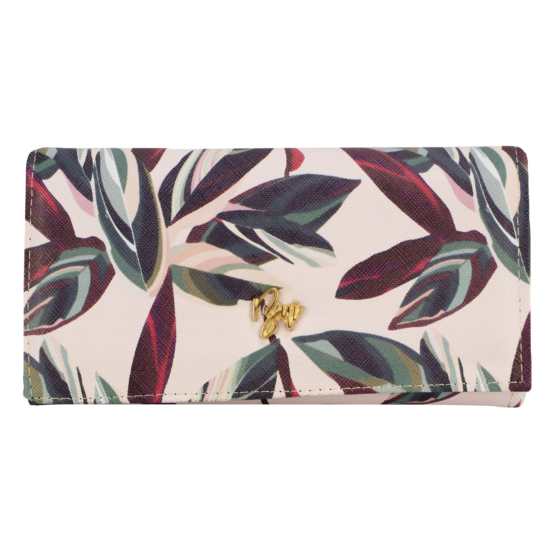 Cartera Para Dama Vino Flor Calathea Sintetico Est.2 Nueva Imagen