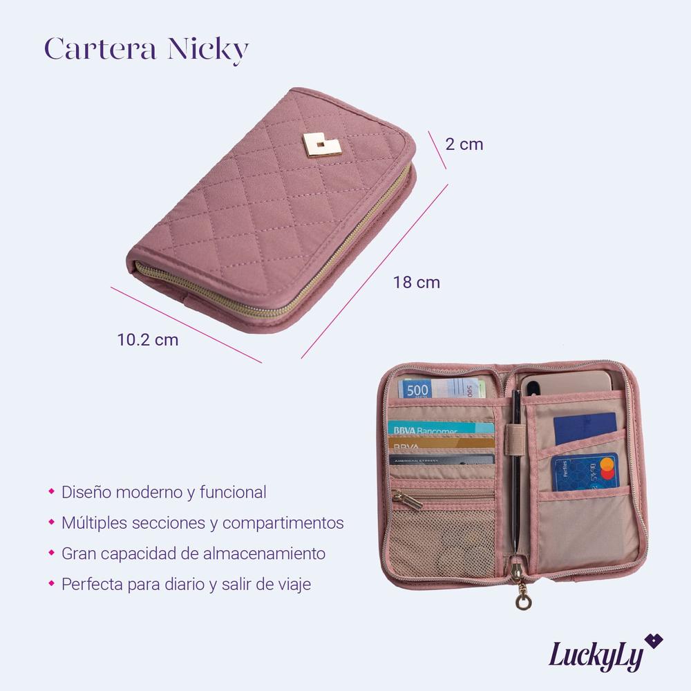 Foto 7 | Cartera Monedero Luckyly Nicky Rosa para Mujer